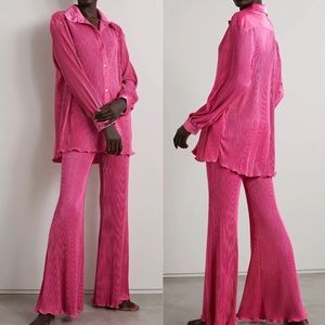 Sleeper origami plisse satin pajama set NWT